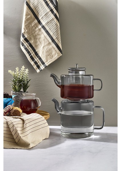 Tobby Borosilikat Cam Çaydanlık Füme