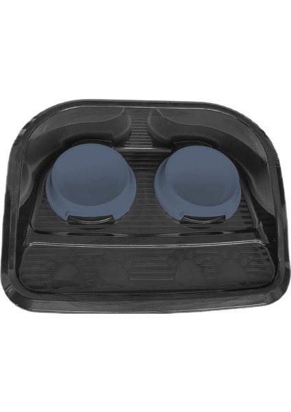 Servis Tepsili Plastik Ikili Kedi Köpek Mama ve Su Kabı 35X46 cm Siyah-Mavi modelleri