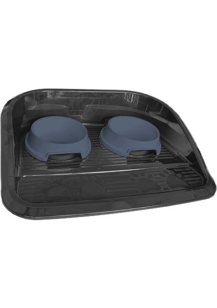 Servis Tepsili Plastik Ikili Kedi Köpek Mama ve Su Kabı 35X46 cm Siyah-Mavi fırsatları