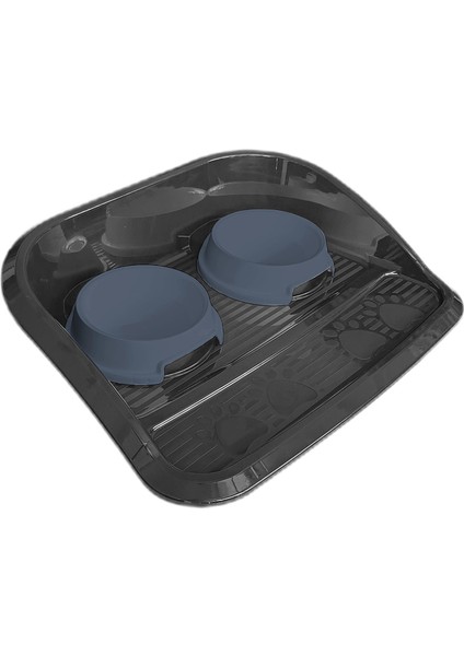 Servis Tepsili Plastik Ikili Kedi Köpek Mama ve Su Kabı 35X46 cm Siyah-Mavi indirimleri