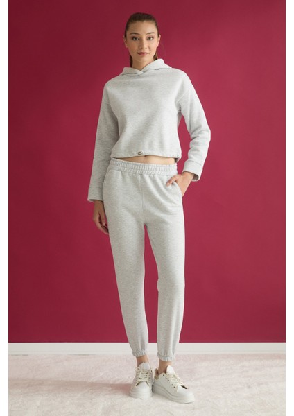 3 Iplik Basic Beli Stoperli Kapüşonlu Jogger Takım fiyatları