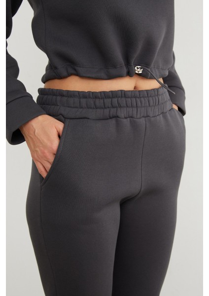 3 Iplik Ayıcık Nakışlı Kapüşonlu Jogger Eşofman Takımı