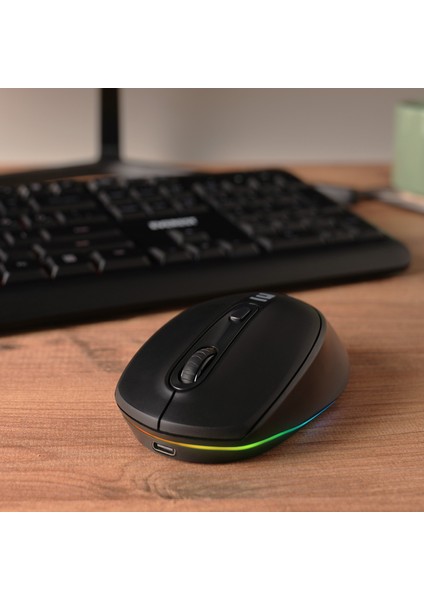 KM-1500 Siyah Kablosuz Rainbow Aydınlatmalı Q Multimedia Klavye + Mouse Set fırsatları