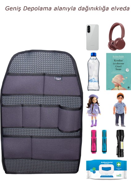 Eva Serisi Oto Koltuk Arkası Koruyucu Eşya Düzenleyici Araç Içi Organizer 2 Li Set Füme modelleri