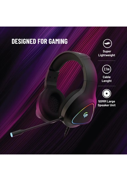 Esports Gaming Kulaklık 3D Ses Gürültü Engelleyici Mikrofon Rgb 50MM Sürücü 2.1m Kablo