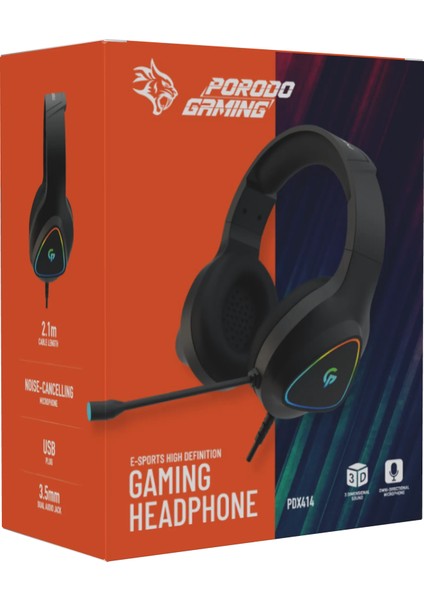 Esports Gaming Kulaklık 3D Ses Gürültü Engelleyici Mikrofon Rgb 50MM Sürücü 2.1m Kablo