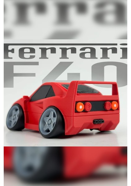 Karikatür Ferrari F40 Model Araba | Koleksiyonluk Dekoratif Maket | 3D Tasarım