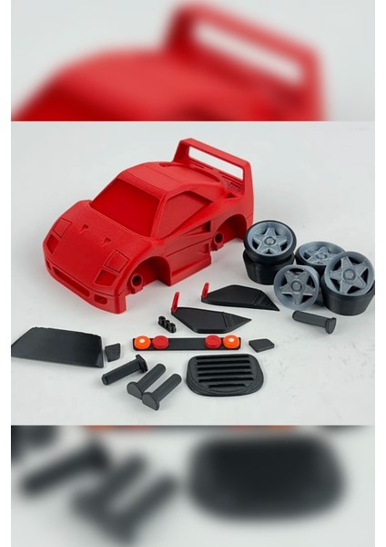 Karikatür Ferrari F40 Model Araba | Koleksiyonluk Dekoratif Maket | 3D Tasarım
