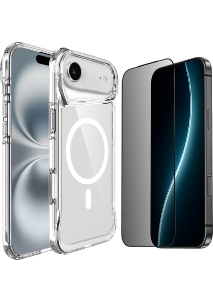 iPhone 17 Air Kılıf Zore M-Safe Şarj Özellikli T-Max M-Safe Kapak + Hayalet Ekran Koruyucu