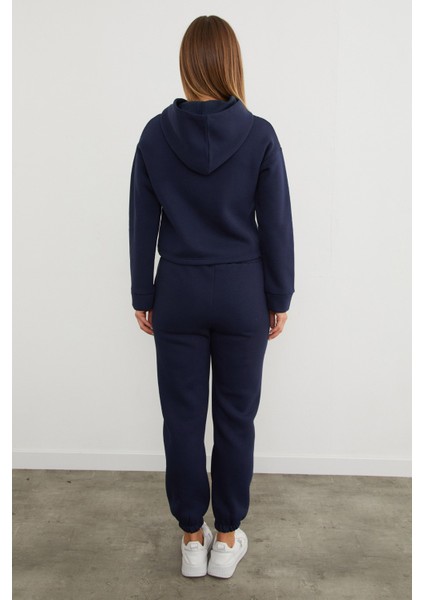 3 Iplik California Nakışlı Kapüşonlu Jogger Takım fırsatları