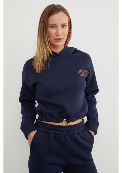 3 Iplik California Nakışlı Kapüşonlu Jogger Takım indirimleri