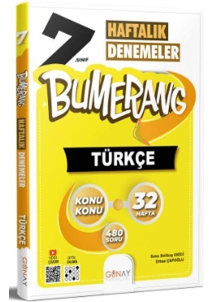 Gün&Ay Yayınları 7. Sınıf Bumerang 32 Haftalık Türkçe Denemeleri