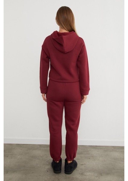 3 Iplik California Nakışlı Kapüşonlu Jogger Takım modelleri