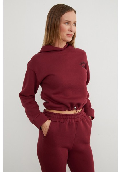 3 Iplik California Nakışlı Kapüşonlu Jogger Takım fırsatları