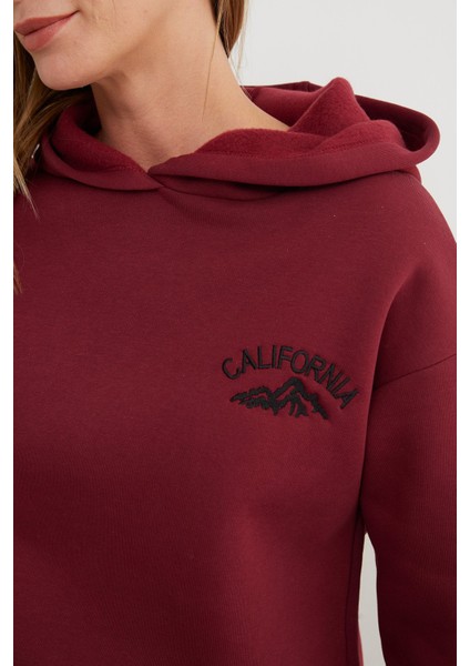 3 Iplik California Nakışlı Kapüşonlu Jogger Takım
