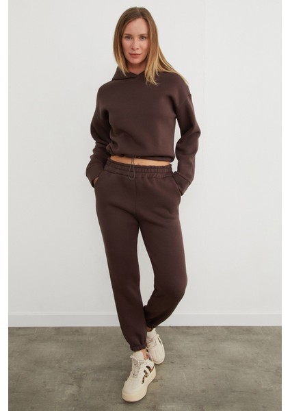 3 Iplik Basic Beli Stoperli Kapüşonlu Jogger Takım