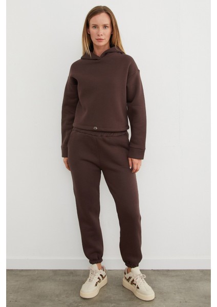 3 Iplik Basic Beli Stoperli Kapüşonlu Jogger Takım modelleri