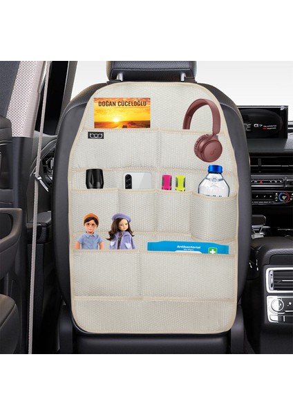 Eva Serisi Koltuk Arkası Düzenleyici Araç Içi Organizer Bej