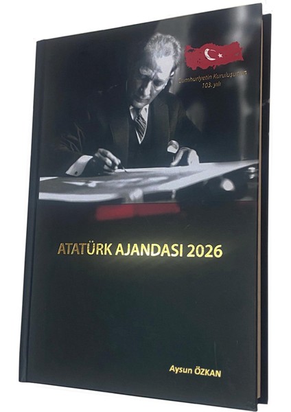 2026 Atatürk Ajandası Isme Özel 1 Adet Sert Kapak Şık Siyah Tasarım