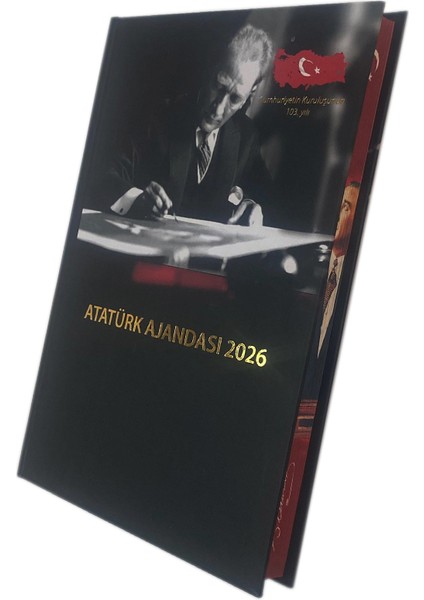2026 Atatürk Ajandası Isme Özel 1 Adet Sert Kapak Şık Siyah Tasarım