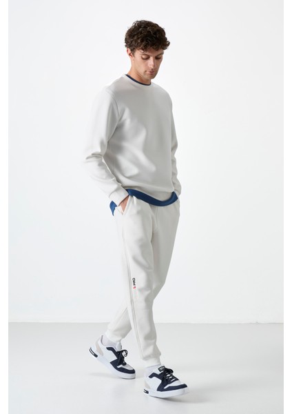 Ekru Bağcıklı Dar Paça Erkek Eşofman Alt - 84999