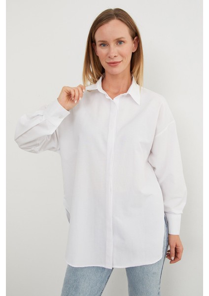 Basic Yırtmaçlı Oversize Gömlek indirimleri