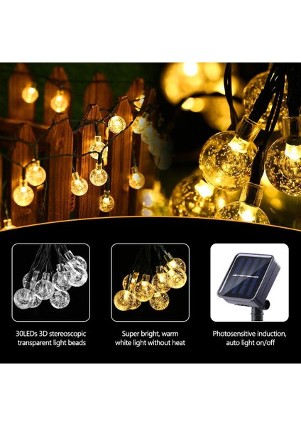 Güneş Enerjili Solar 50 Ledli Kristal Top 7 Metre Bahçe Teras Balkon Ağaç Aydınlatma 8 Modlu fırsatları