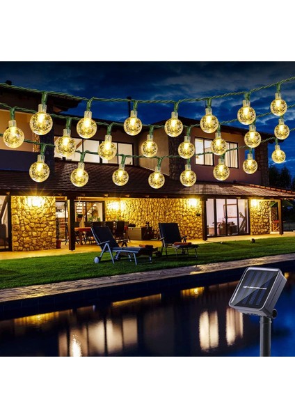 Güneş Enerjili Solar 50 Ledli Kristal Top 7 Metre Bahçe Teras Balkon Ağaç Aydınlatma 8 Modlu indirimleri