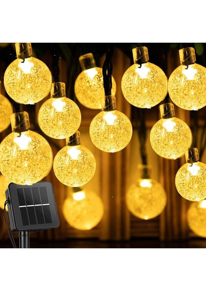 Güneş Enerjili Solar 50 Ledli Kristal Top 7 Metre Bahçe Teras Balkon Ağaç Aydınlatma 8 Modlu