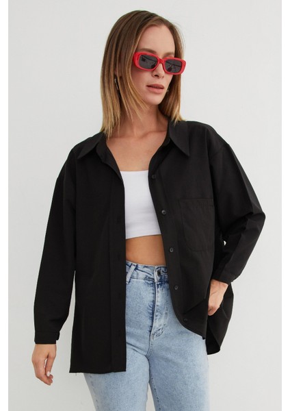 Basic Tek Cepli Oversize Gömlek