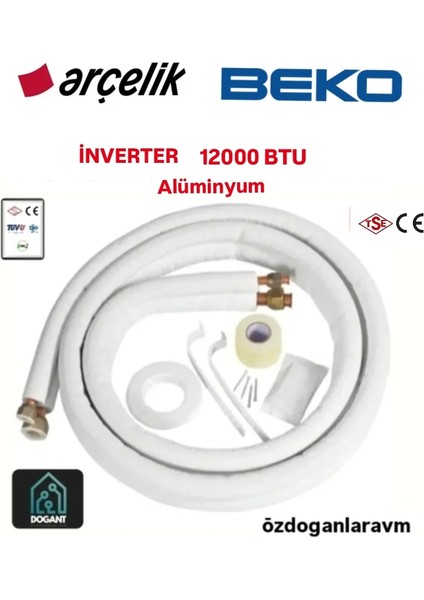 Inverter 12000 Btu Klima Montaj Seti Kiti 1/4 - 3/8 3 Metre Alamünyum Boru