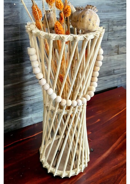 Bambu Çubuk Vazo / Doğal Ahşap Vazo / Dekoratif Bambu Çiçeklik (38 Cm) indirimleri