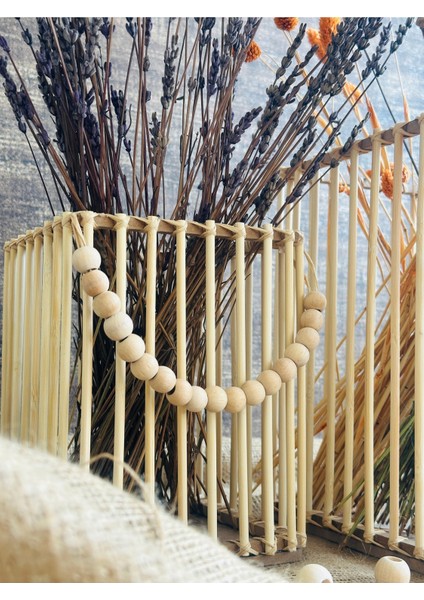 Bambu Çubuk Vazo / Doğal Ahşap Vazo / Dekoratif Bambu Çiçeklik (38 Cm)
