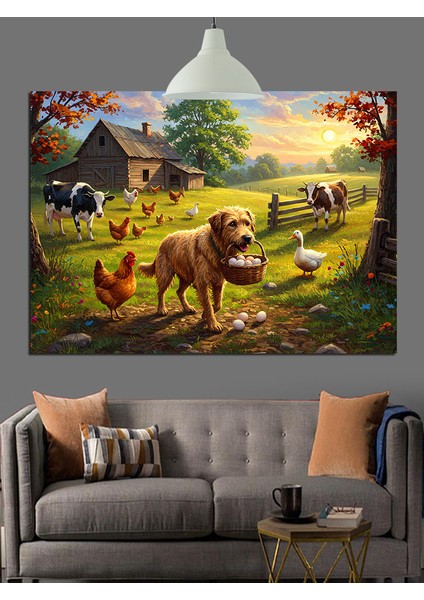 Köyde Çiftlik Hayvanları Dekoratif Kanvas - Mdf Ahşap Tablo modelleri