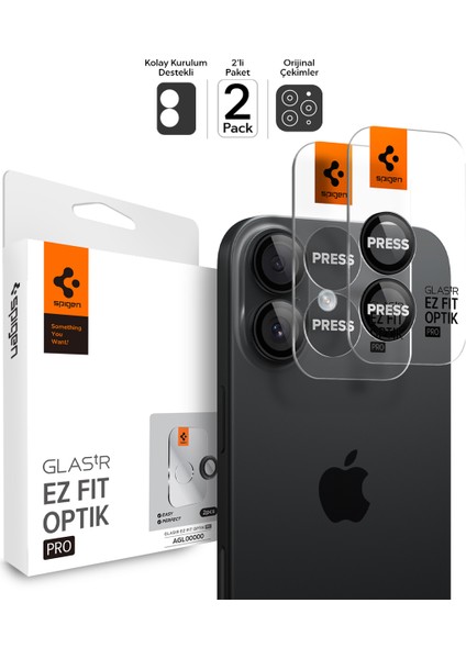 iPhone 17 / 16 Plus / 16 ile uyumlu Kamera Lens Camı Koruyucu Kolay Kurulum Glas.tR EZ Fit Optik Pro (2 Adet) Black - AGL07921