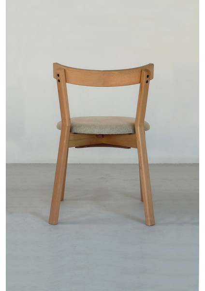 Arc Kayın Bej Sandalye, Masif Ahşap Sandalye, Tasarım Sandalye, Retro Sandalye