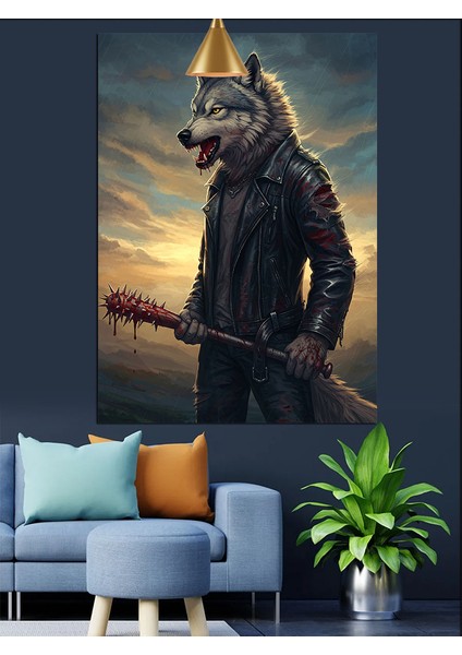 Deri Montlu Kurt Dekoratif Kanvas - Mdf Ahşap Tablo fiyatları