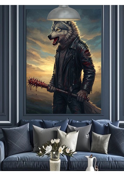 Deri Montlu Kurt Dekoratif Kanvas - Mdf Ahşap Tablo indirimleri