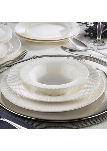 24 Parça 6 Kişilik Beyaz Düz Bone Porselen Sade Tasarımlı Yemek Takımı fırsatları