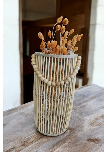 Bambu Vazo / Ahşap Vazo / Çiçeklik / Dekoratif Uzun Fener Mumluk 38 cm fırsatları