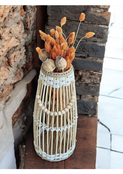 Bambu Çubuk Vazo / Doğal Ahşap Prenses Vazo / Dekoratif Bambu Çiçeklik (38 Cm) fiyatları