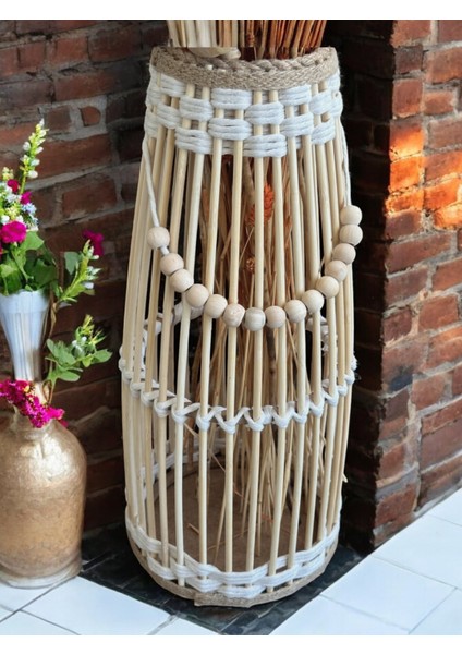 Bambu Çubuk Vazo / Doğal Ahşap Prenses Vazo / Dekoratif Bambu Çiçeklik (38 Cm) modelleri