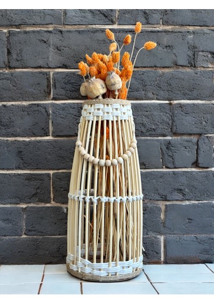 Bambu Çubuk Vazo / Doğal Ahşap Prenses Vazo / Dekoratif Bambu Çiçeklik (38 Cm) indirimleri