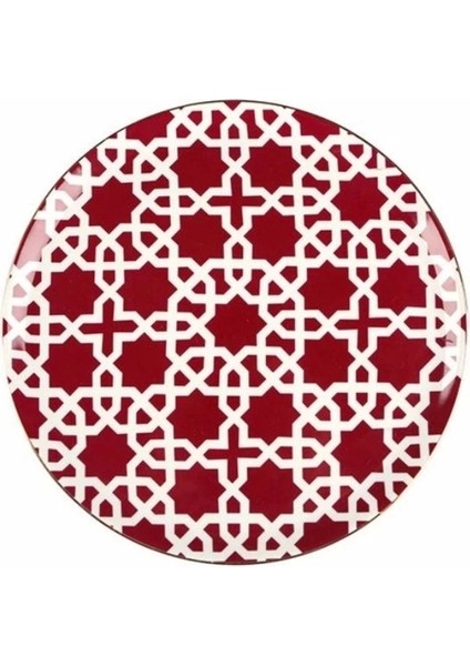 Morocco 18 Parça 6 Kişilik Yuvarlak Çok Renkli Desenli Porselen Yemek Takımı