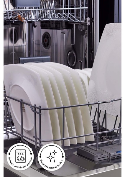 Fine Pearl Helen 62 Parça 12 Kişilik Beyaz Porselen Kare Tabaklı Şık Yemek Takımı