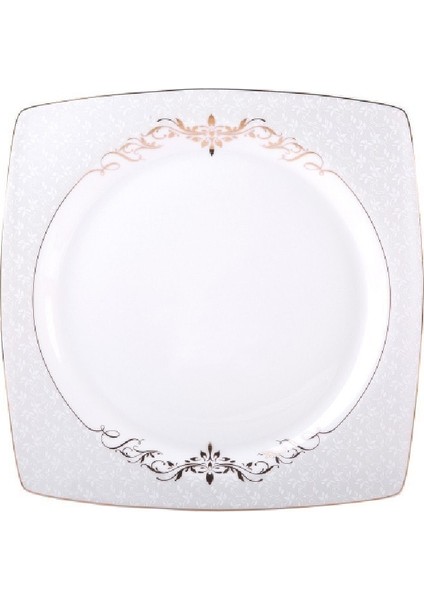 Ems Fine Bone 60 Parça 12 Kişilik Beyaz Desenli Kare Porselen Yemek Takımı indirimleri