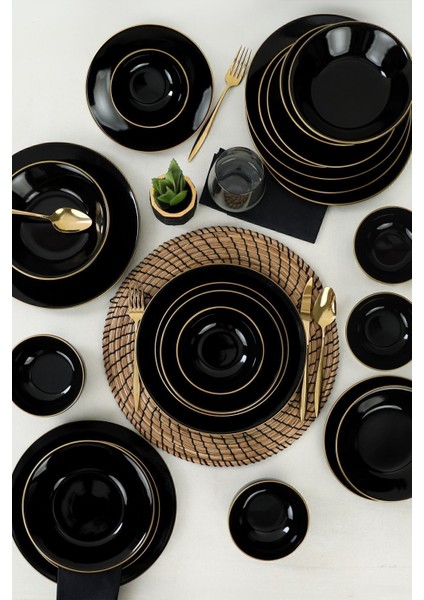 Ege Siyah Gold Yemek/Kahvaltı Takımı 44 Parça 6 Kişilik
