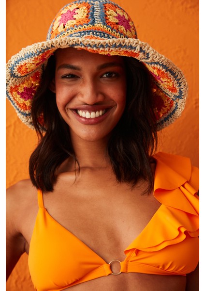 x Cornetto Açık Turuncu Mango Fırfır Detaylı Üçgen Bikini Üstü fırsatları