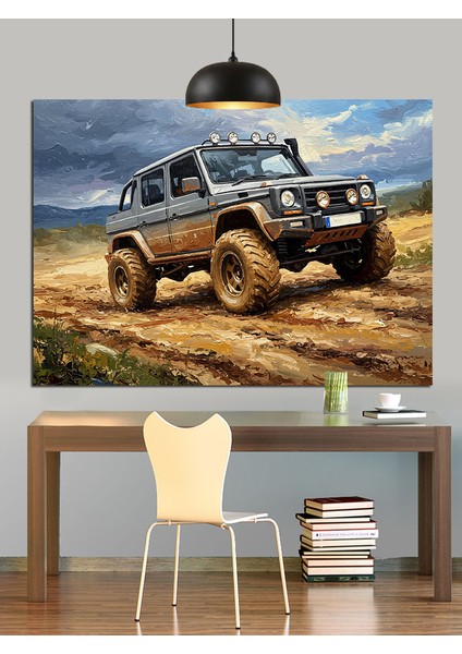 Arazi Jeep Offroad Dekoratif Kanvas - Mdf Ahşap Tablo fiyatları