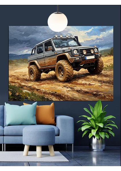 Arazi Jeep Offroad Dekoratif Kanvas - Mdf Ahşap Tablo modelleri
